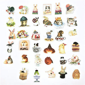 1 Bag Cute Cartoon Korean Style Decorative Stickers Adhesive Stickers Scrapbooking DIY Decoration Diary Stickers