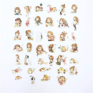 1 Bag Cute Cartoon Korean Style Decorative Stickers Adhesive Stickers Scrapbooking DIY Decoration Diary Stickers